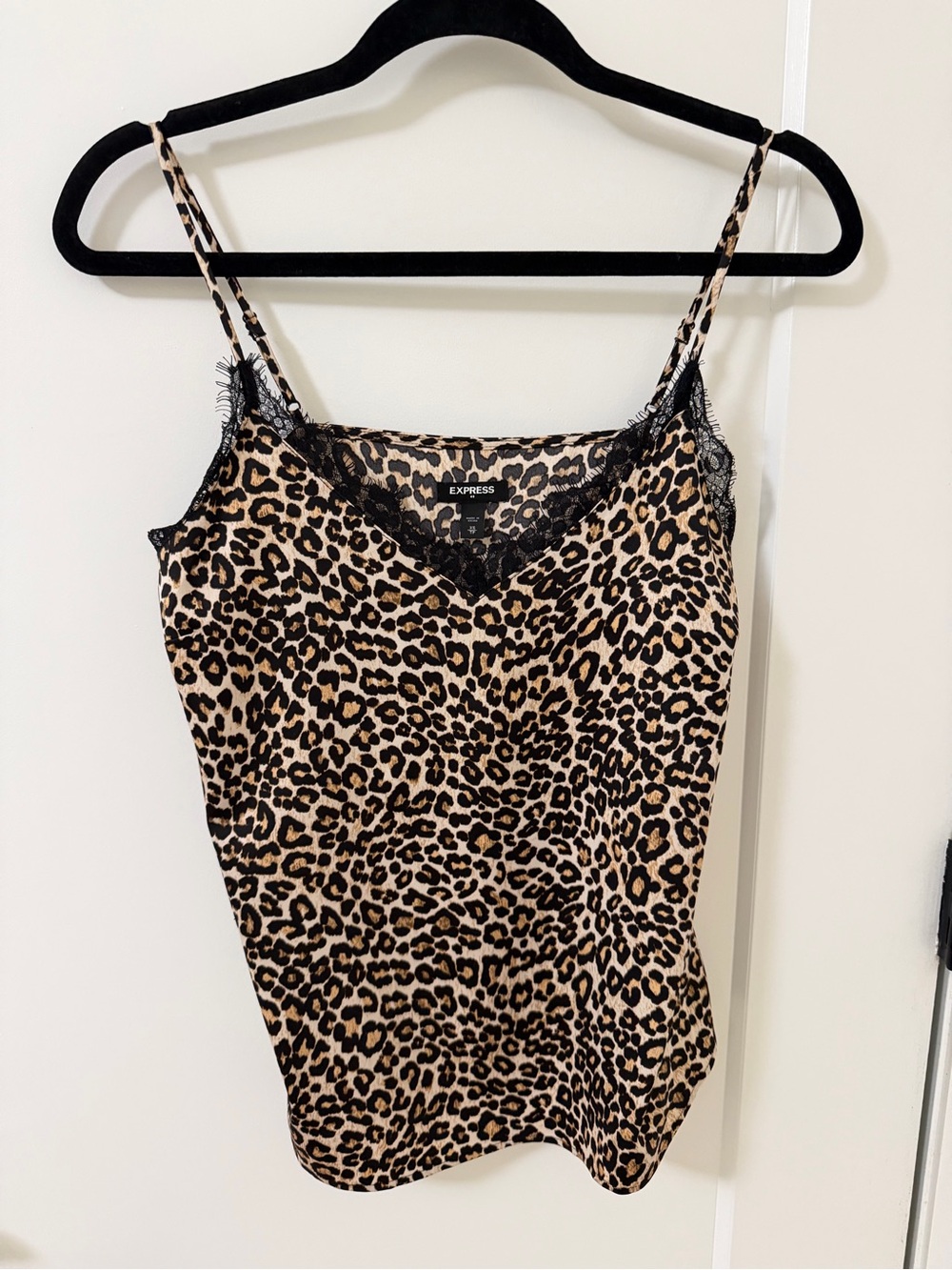 Express Leopard Lace-Trim Cami in Brown and Black